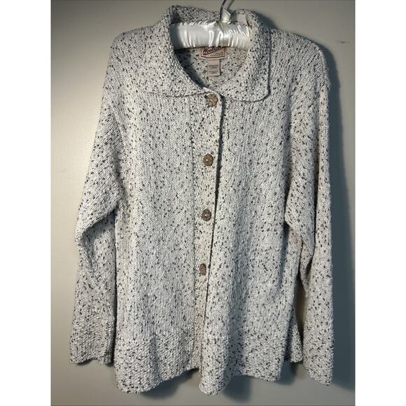 Vintage Woolrich Cardigan Silk Cotton Blend Cardigan Natural XL Wood Buttons - Picture 1 of 16
